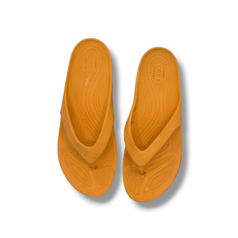 Crocs Kadee II Flip Flop Sandals Womens 9 Orange Thong Slip On